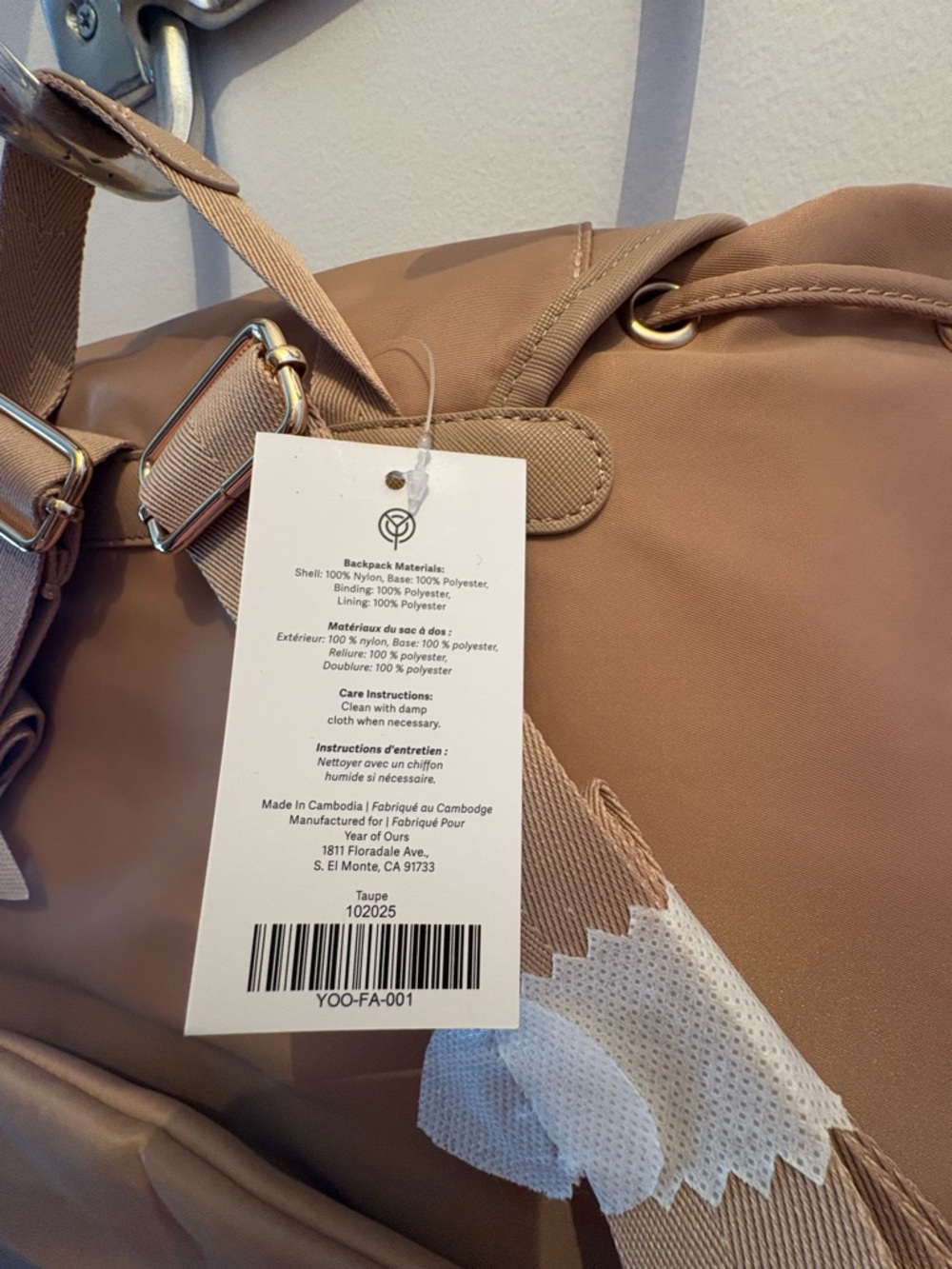 Beige Women's Leather Backpack with Front Pockets - Picture 6 of 6